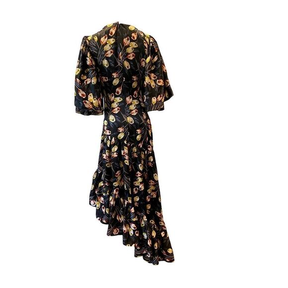 NWT 5a7 Cinq à Sept Dress 100% SILK Asymm Hemline Flutter Sleeve Tulip Floral 0 - Picture 2 of 13